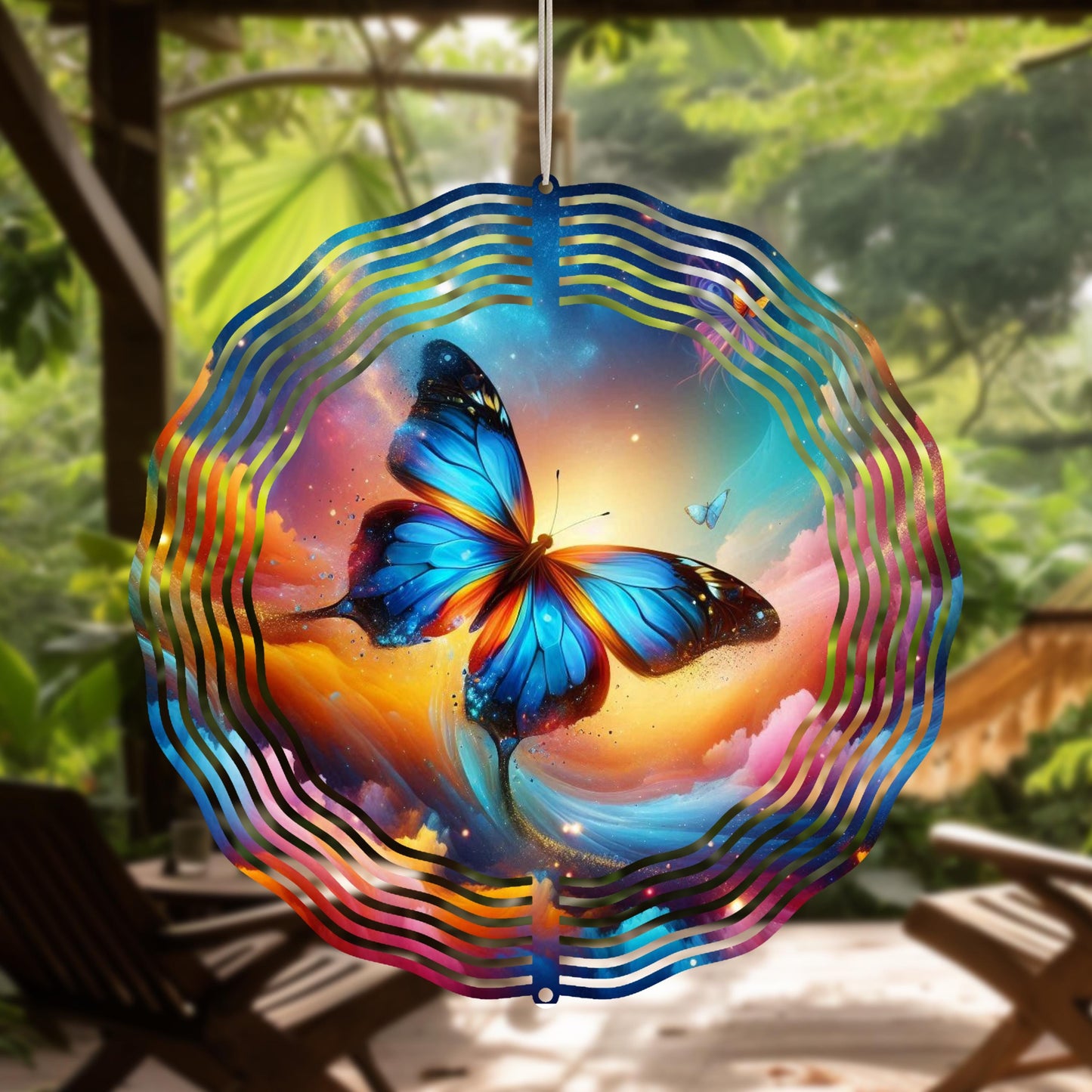 Butterfly Wind Spinner Whimsical Metal Yard Art  Sunlight Catcher for Outdoor Decor