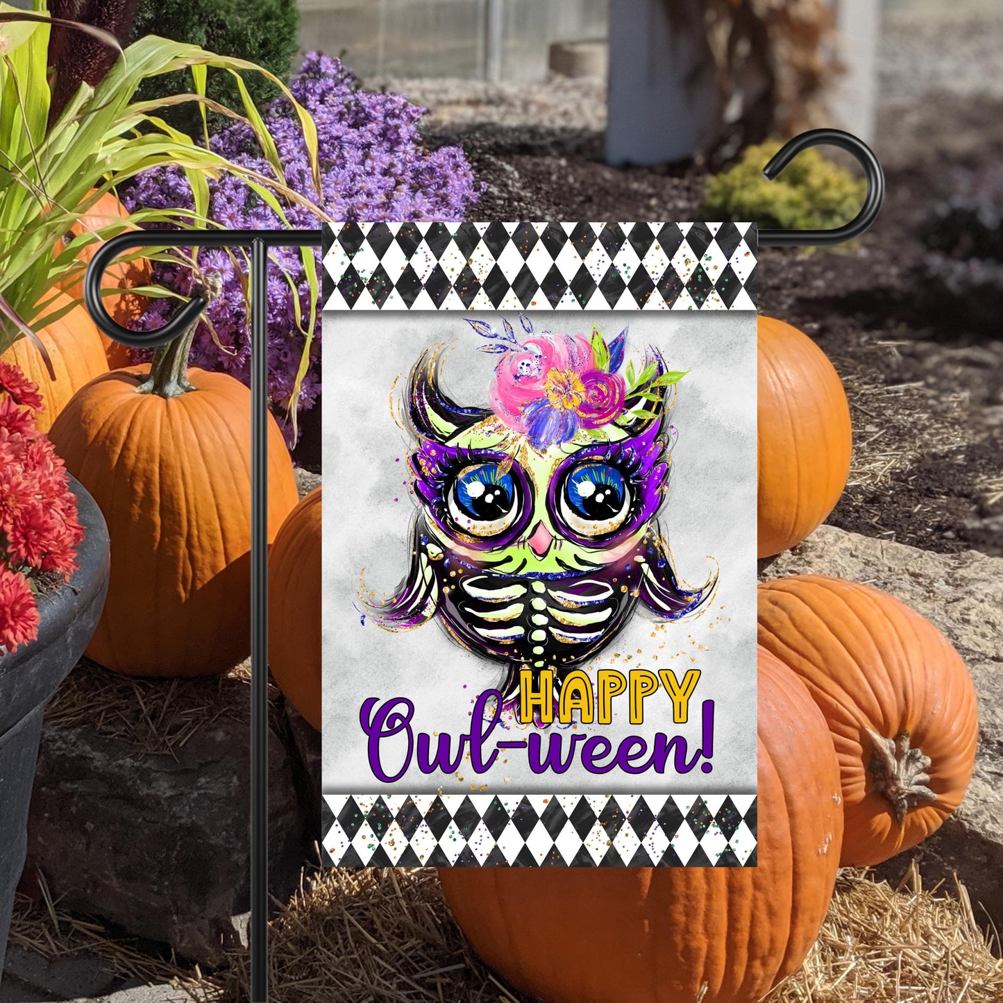 Halloween Owl Garden Flag, 12x18 inch Double Sided Flag, Unique Gift for Owl Lover