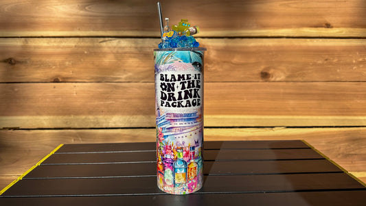 Blame it on the drink package 3d Tumbler, Cruise Tumbler with Straw, Girls Trip Cup, Gift for her, Bachelorette Party Favor, Cup Topper