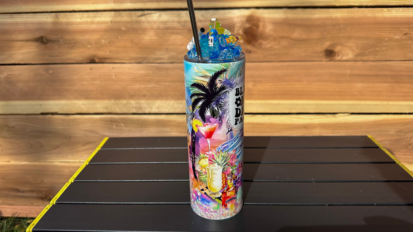 Blame it on the drink package 3d Tumbler, Cruise Tumbler with Straw, Girls Trip Cup, Gift for her, Bachelorette Party Favor, Cup Topper