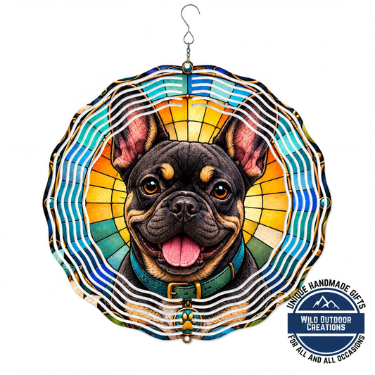 French Bulldog Wind Spinner Mosaic Art Dog Lover Gift Garden Yard Decor