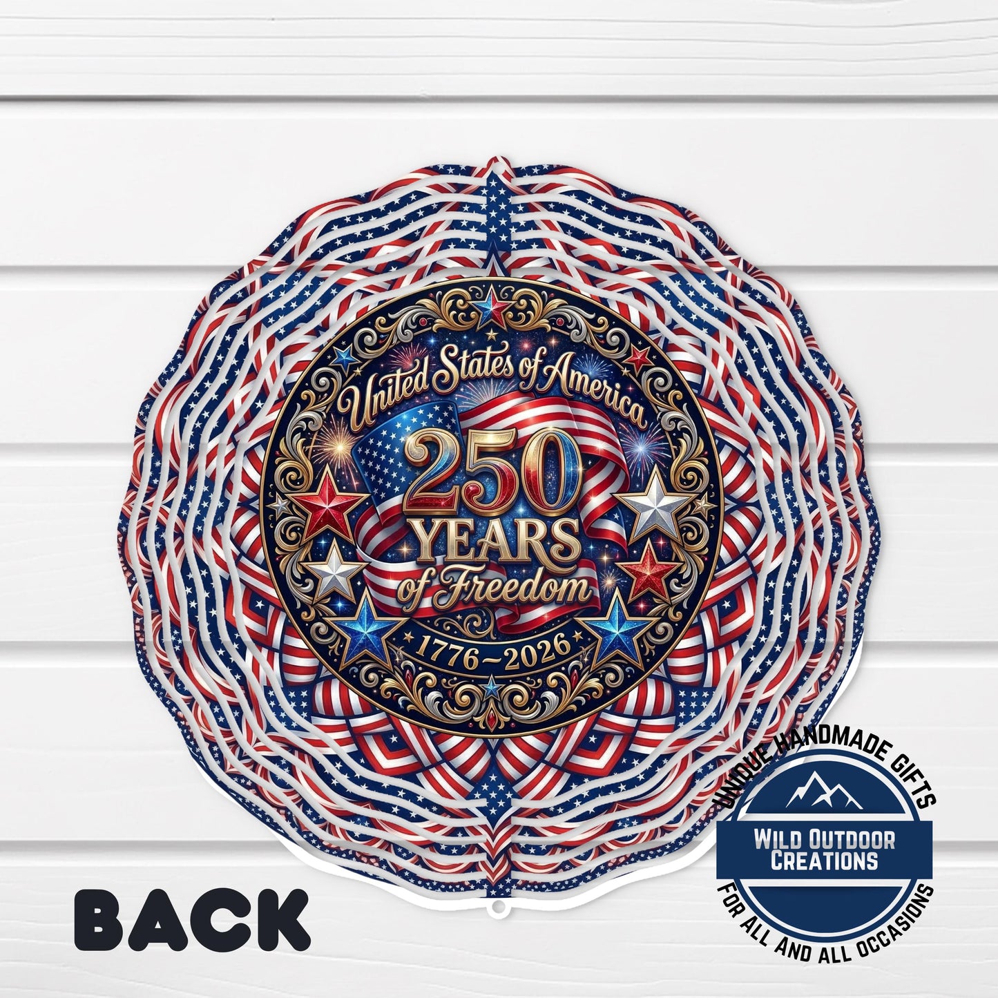USA 250th Anniversary Wind Spinner – Patriotic Garden Decor | Aluminum Outdoor Spinner - scale and size reference