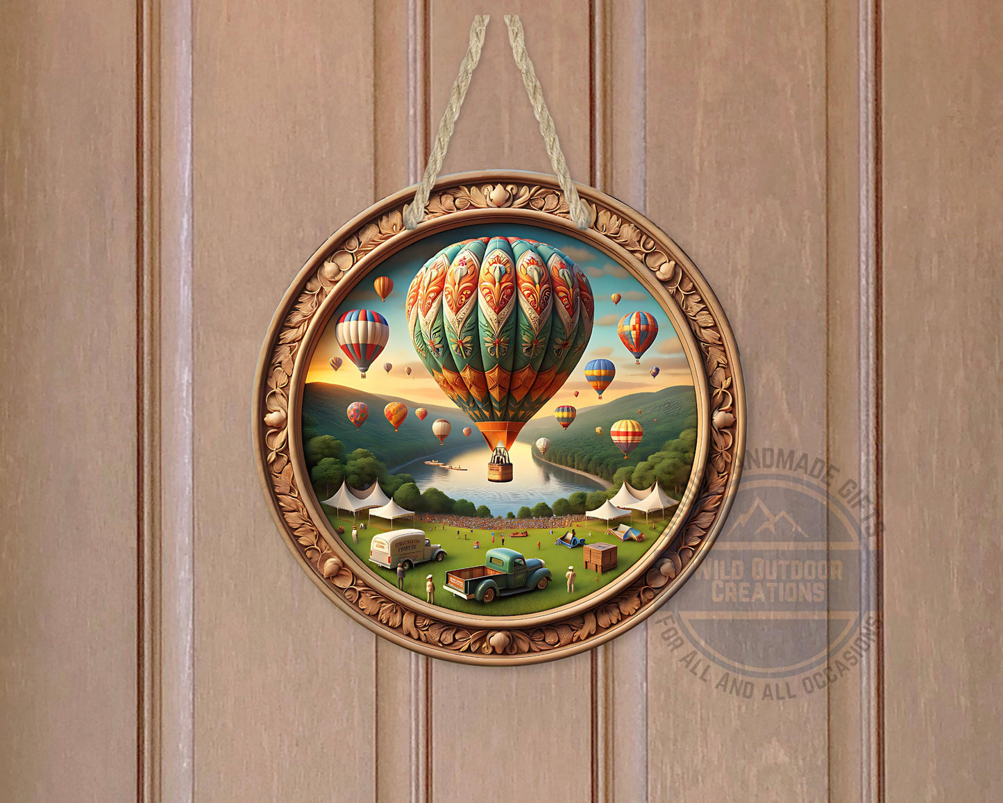Aluminum Door Hanger – County Fair Hot Air Balloon Outdoor Door Sign, 10 Inch