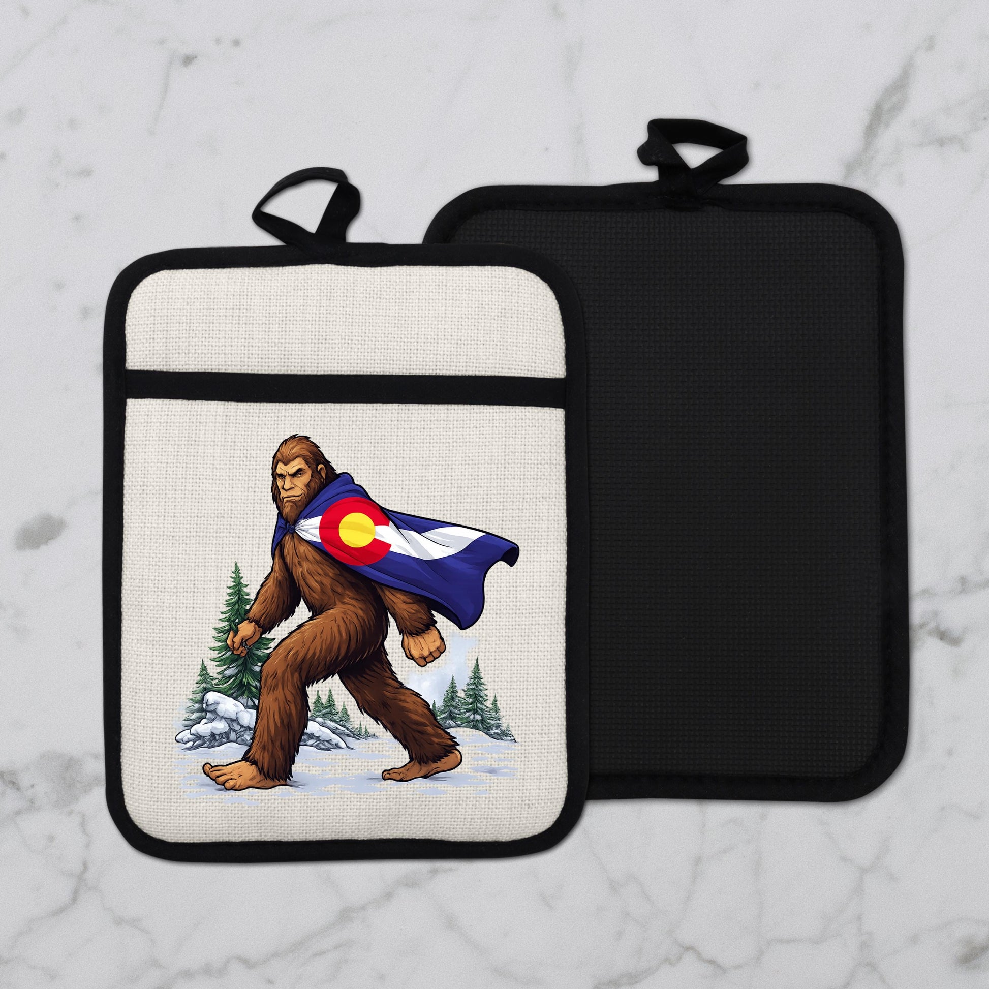 Sasquatch Pot Holder | Colorado Kitchen Decor - Bigfoot Oven Mitt & Heat Resistant Trivet - additional product photo 16