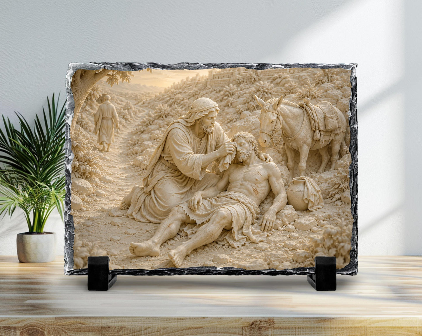 Good Samaritan Slate Plaque, Parable of Jesus Religious Decor, Christian Compassion Gift