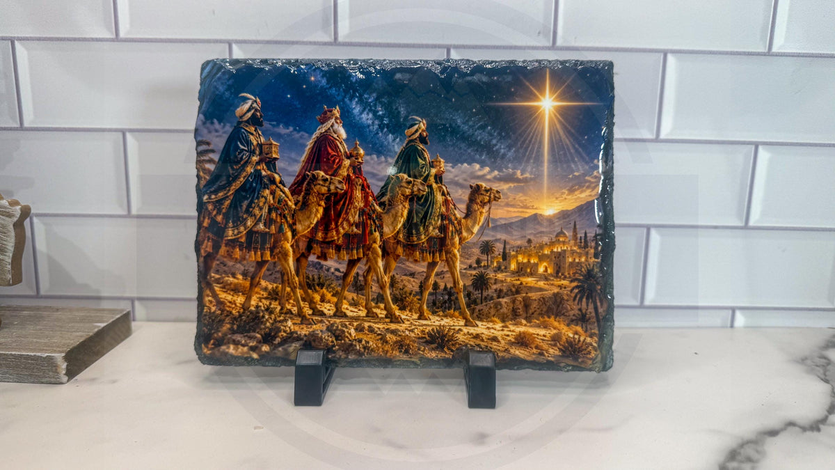 Three Wise Men Gift, Magi Starry Night Slate Plaque | Natural Stone | Small Large Table Display
