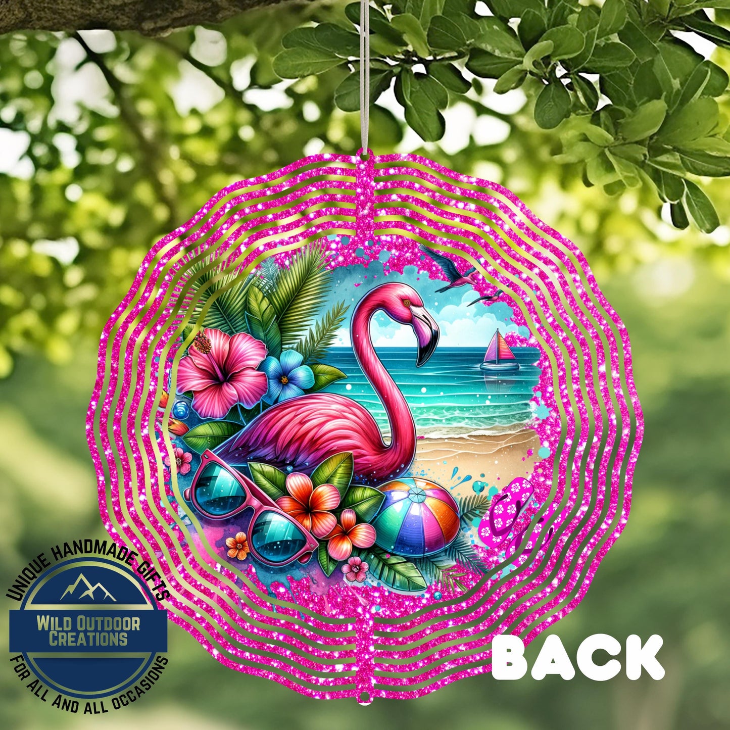 Flamingo Wind Spinner - Double Sided Aluminum Outdoor Garden Art with 360° Swivel