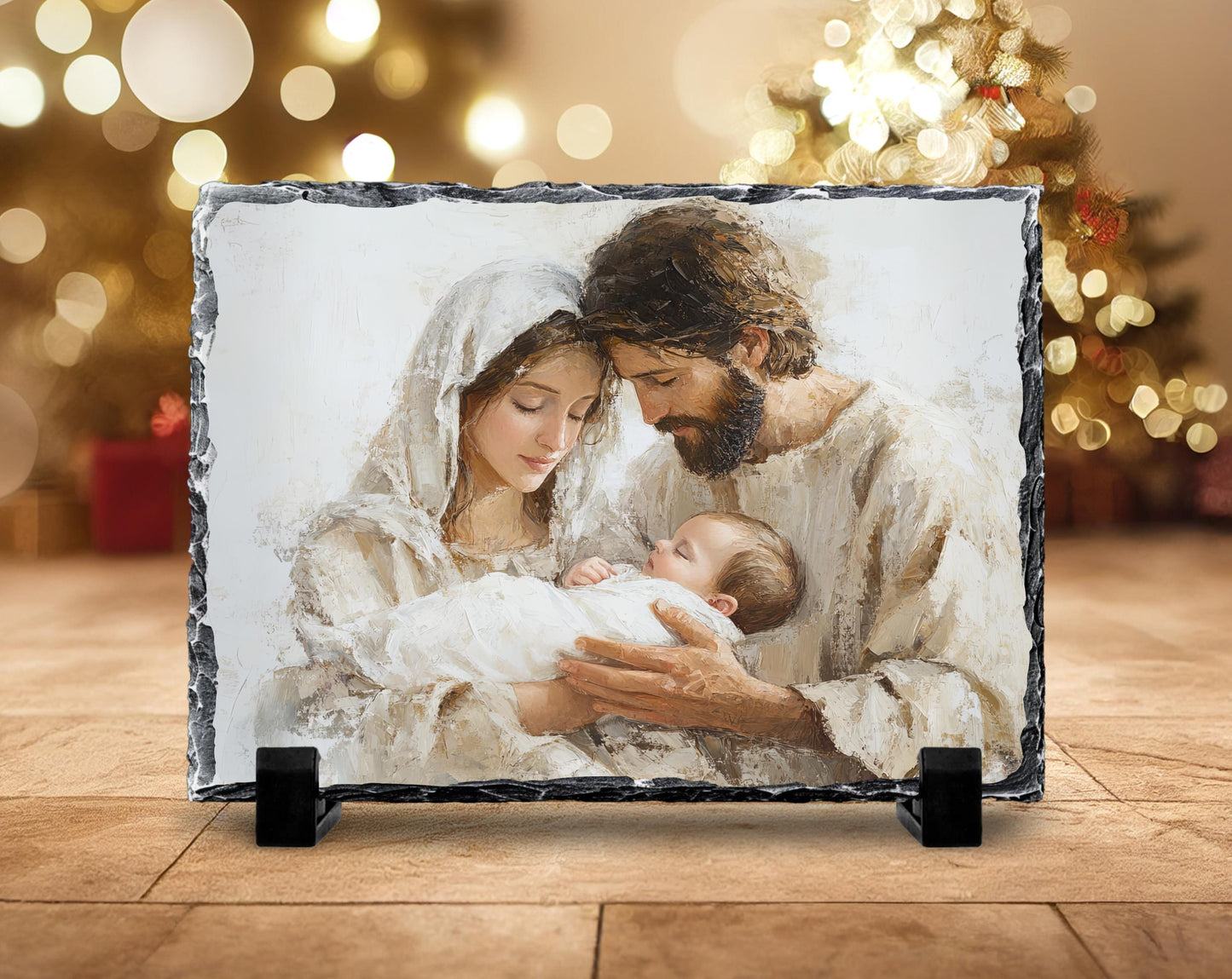 Fractured Edges Slate Nativity Scene Print - Spiritual Christian Gift for Holidays and Celebrations