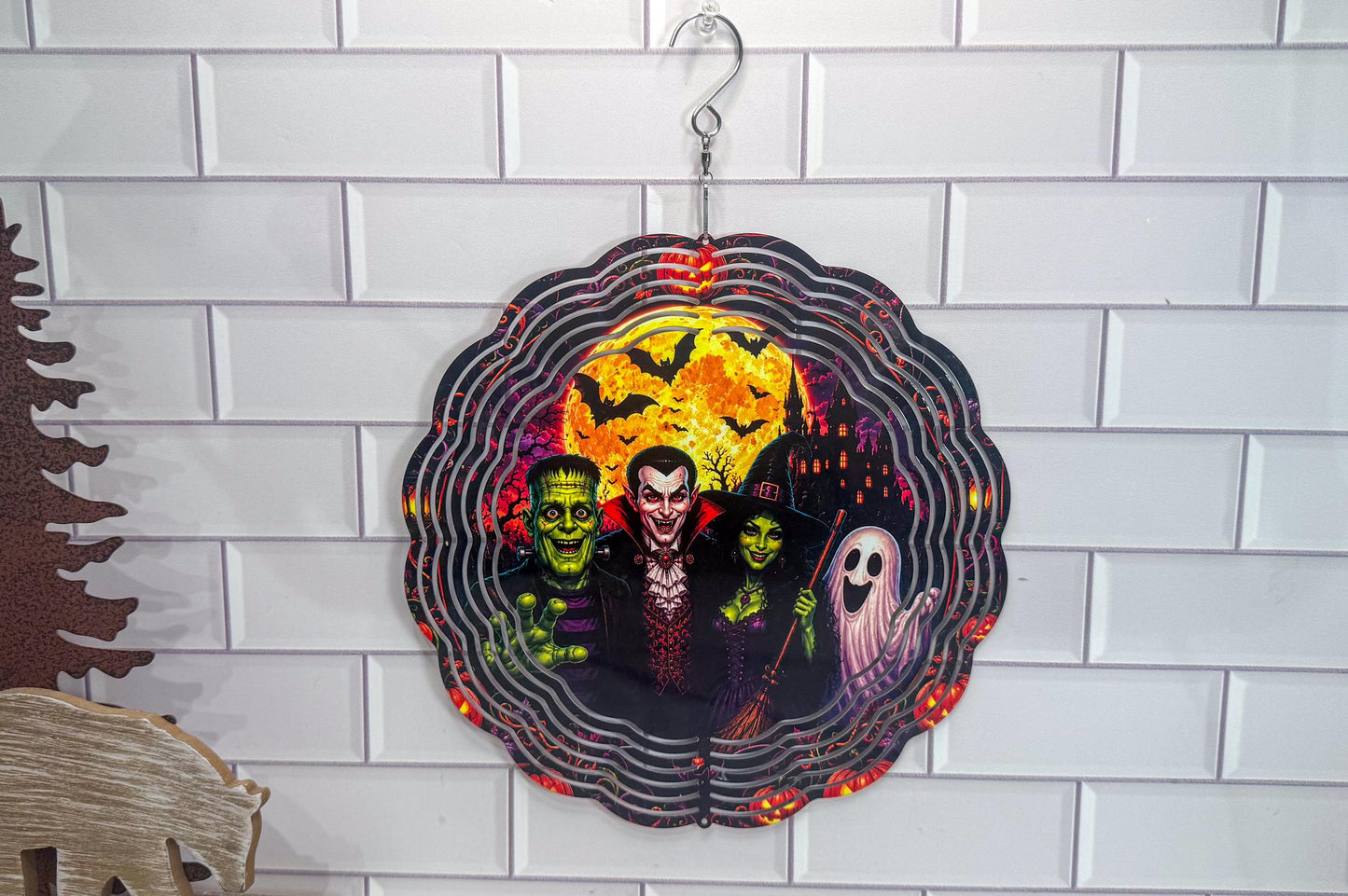 Halloween Wind Spinner, Monster Dracula Witch, 10 Inch, 360 Swivel