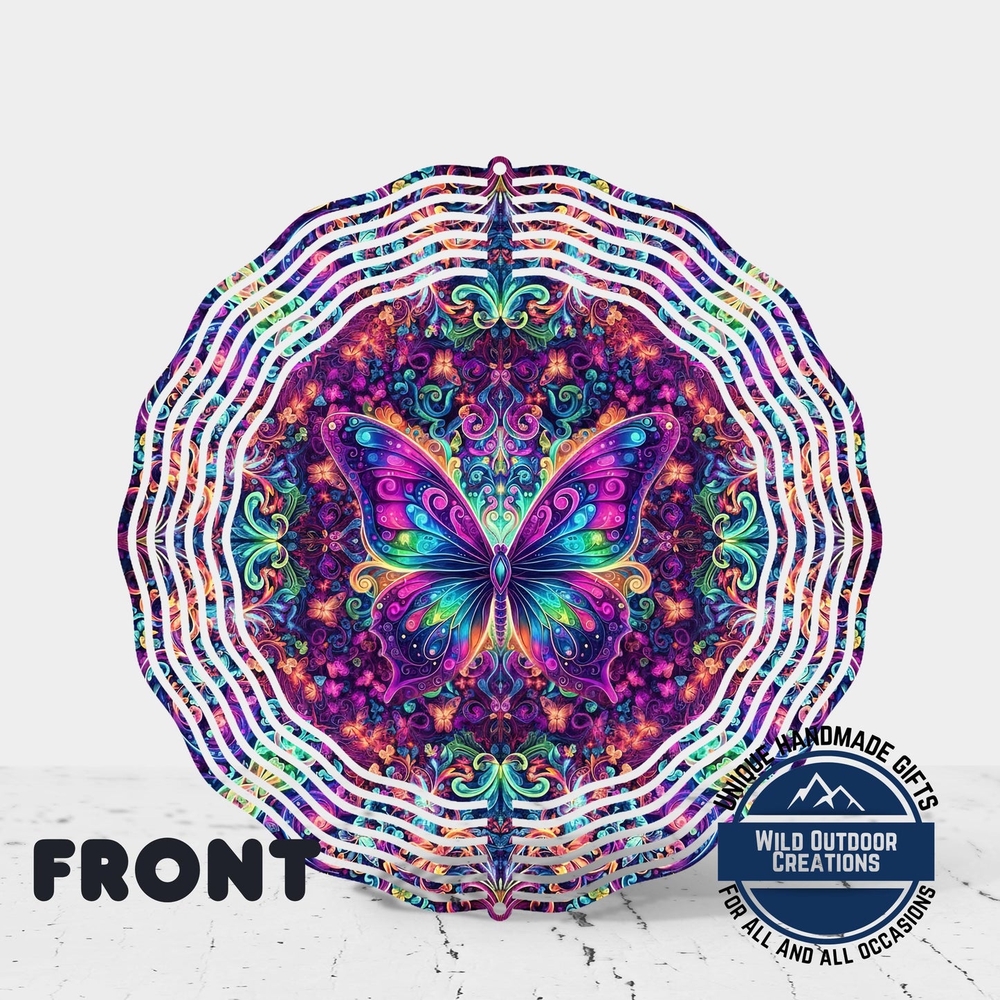 Psychedelic Butterfly Spinner - 10 Inch Outdoor Wind Spinner with 360° Swivel Hook