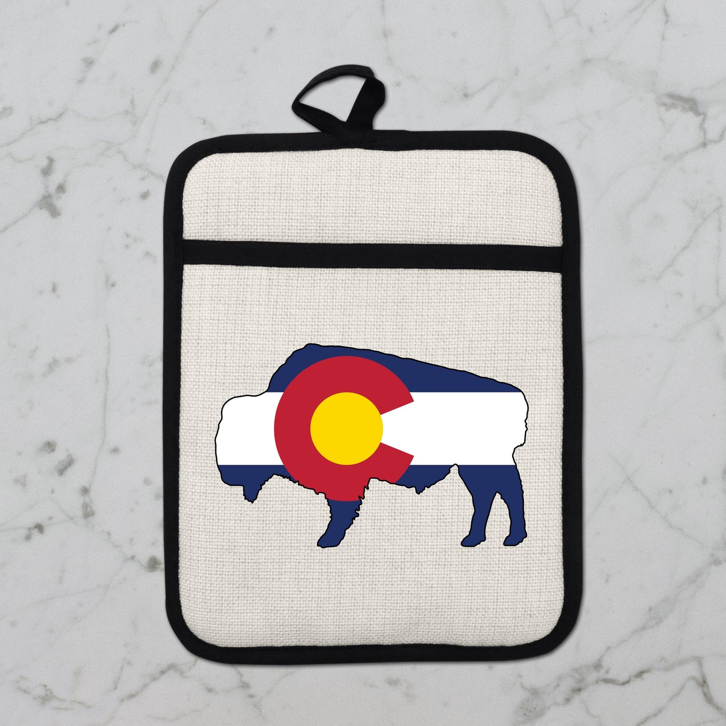 Bison Pot Holder – Colorado Pot Holder With Linen & Silicone, Heat Resistant Trivet