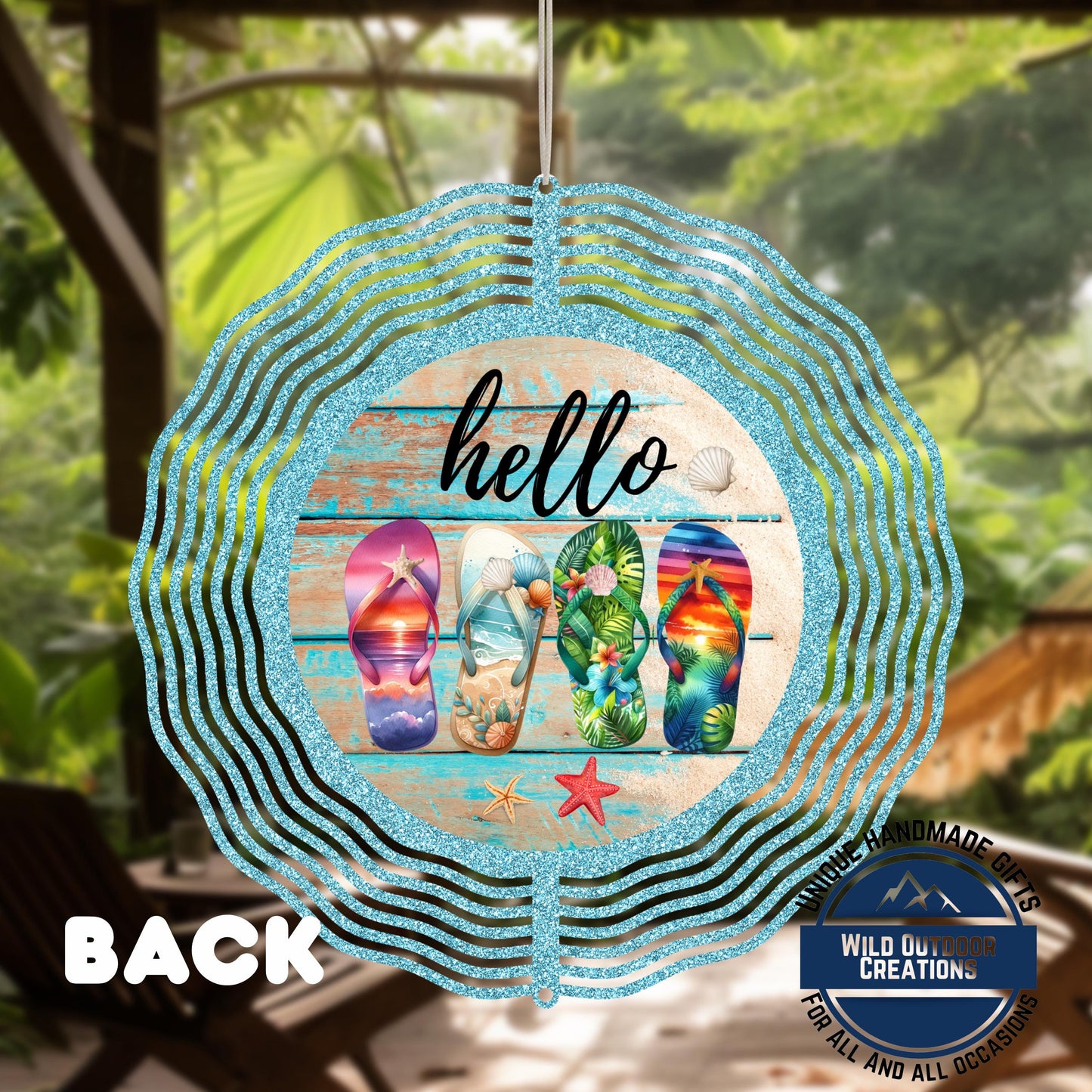 Flip Flop Wind Spinner - Colorful Summer Patio Decor | Coastal Yard Art