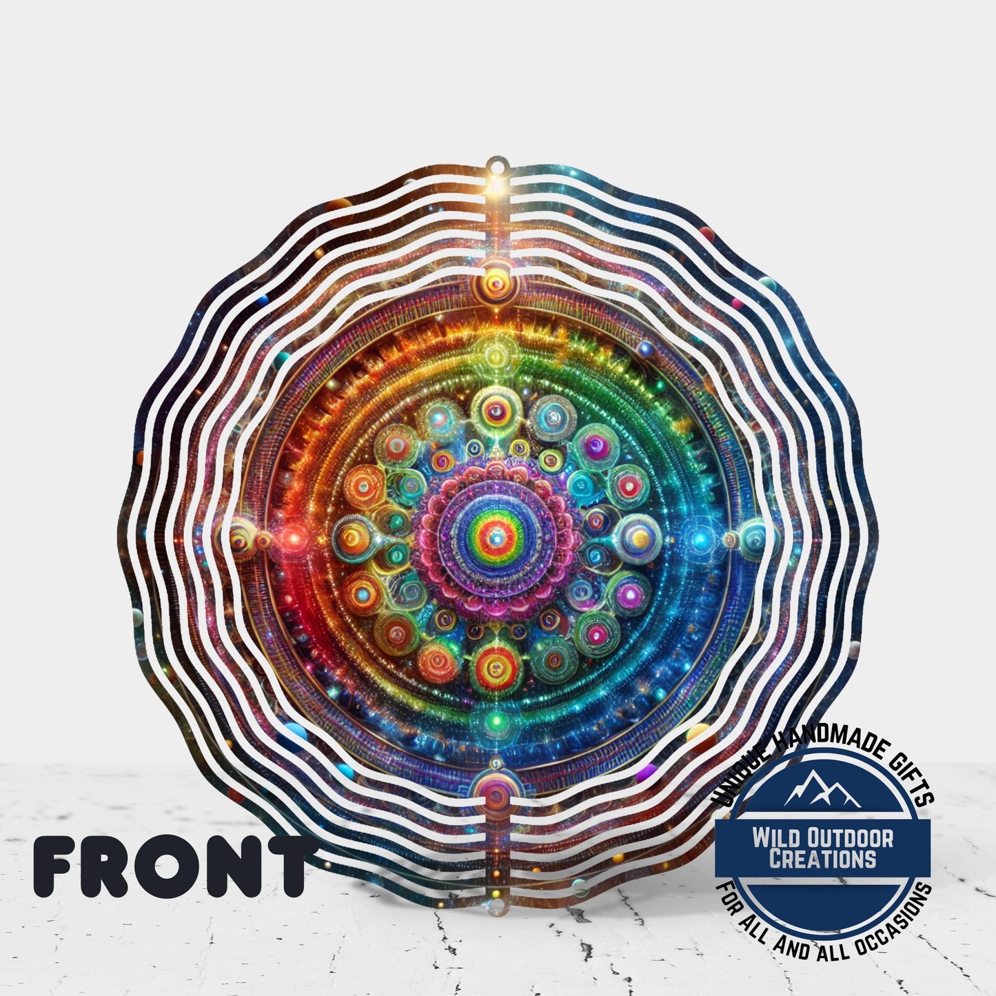 Neon Mandala Wind Spinner - Boho Garden Decor | Double Sided Aluminum Spinner