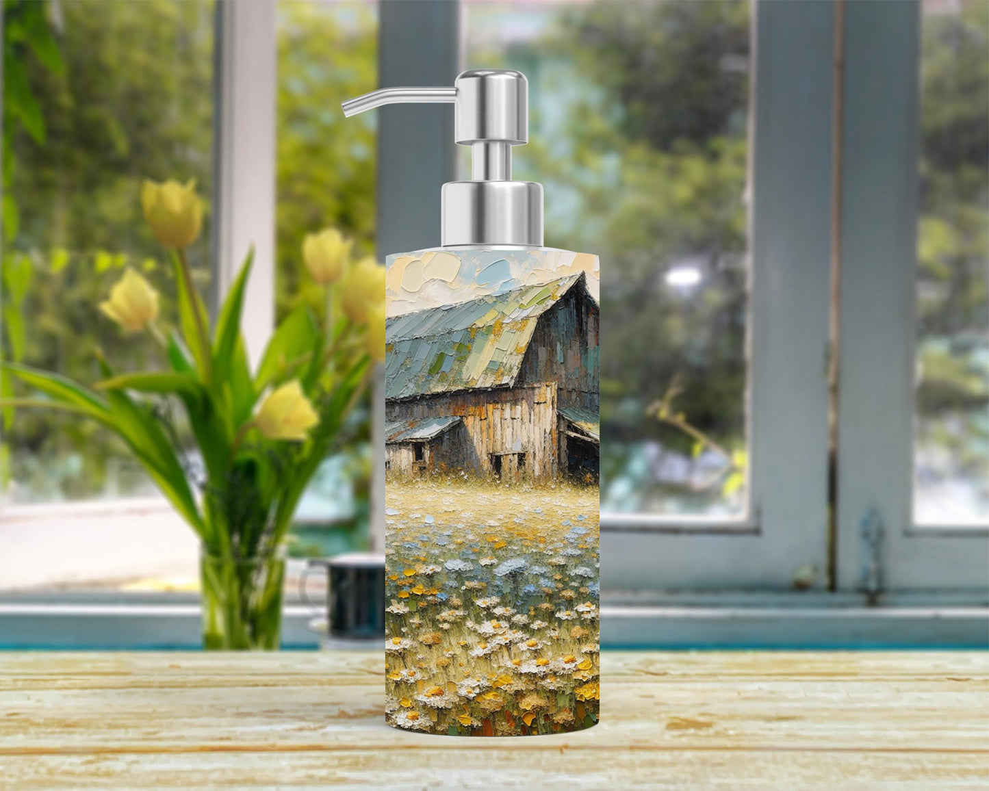 Wildflower Meadow Soap Dispenser for Rustic Farmhouse Kitchen Decor