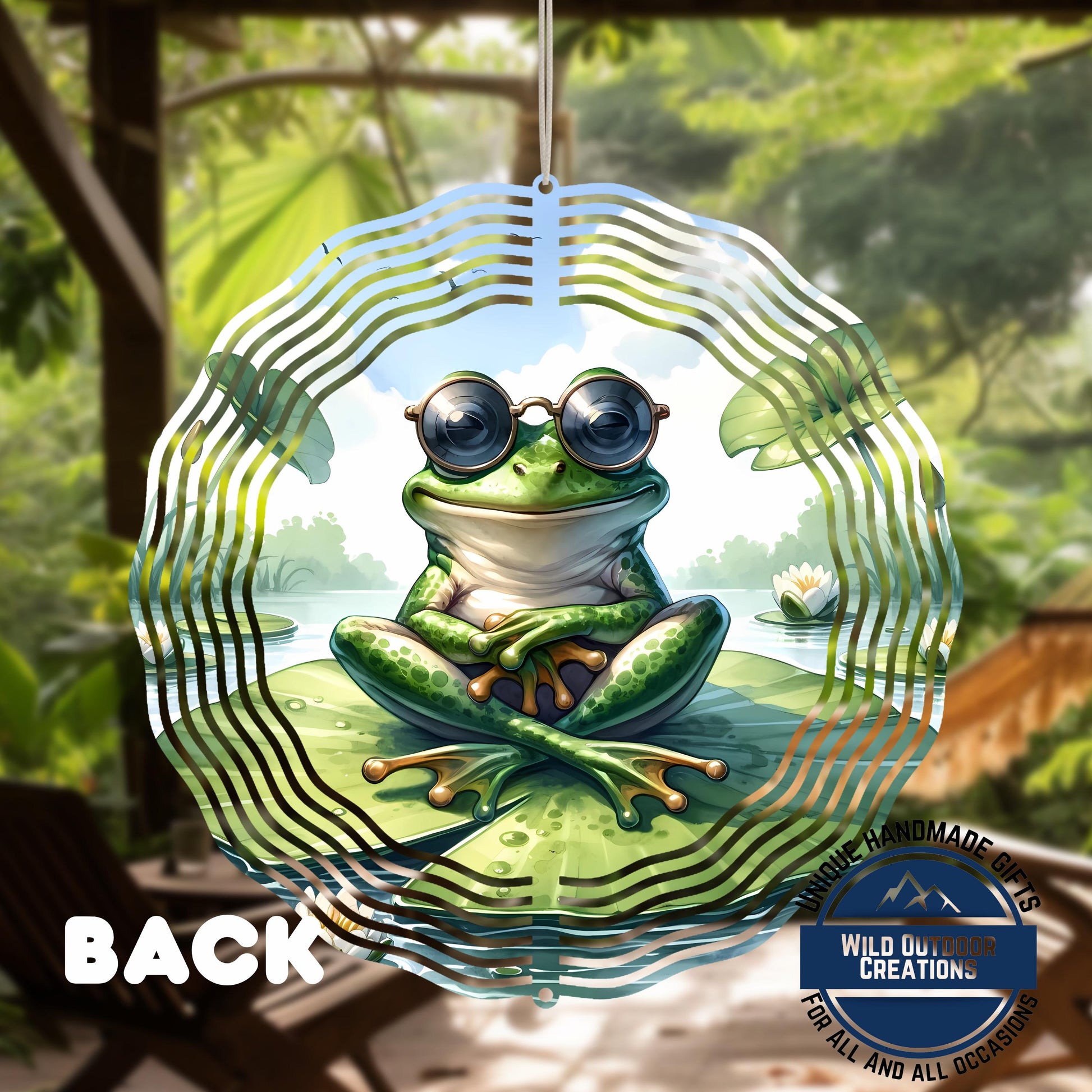 Frog Garden Spinner - 10 Inch Aluminum Wind Spinner with 360 Swivel | Colorful Garden Art - scale and size reference