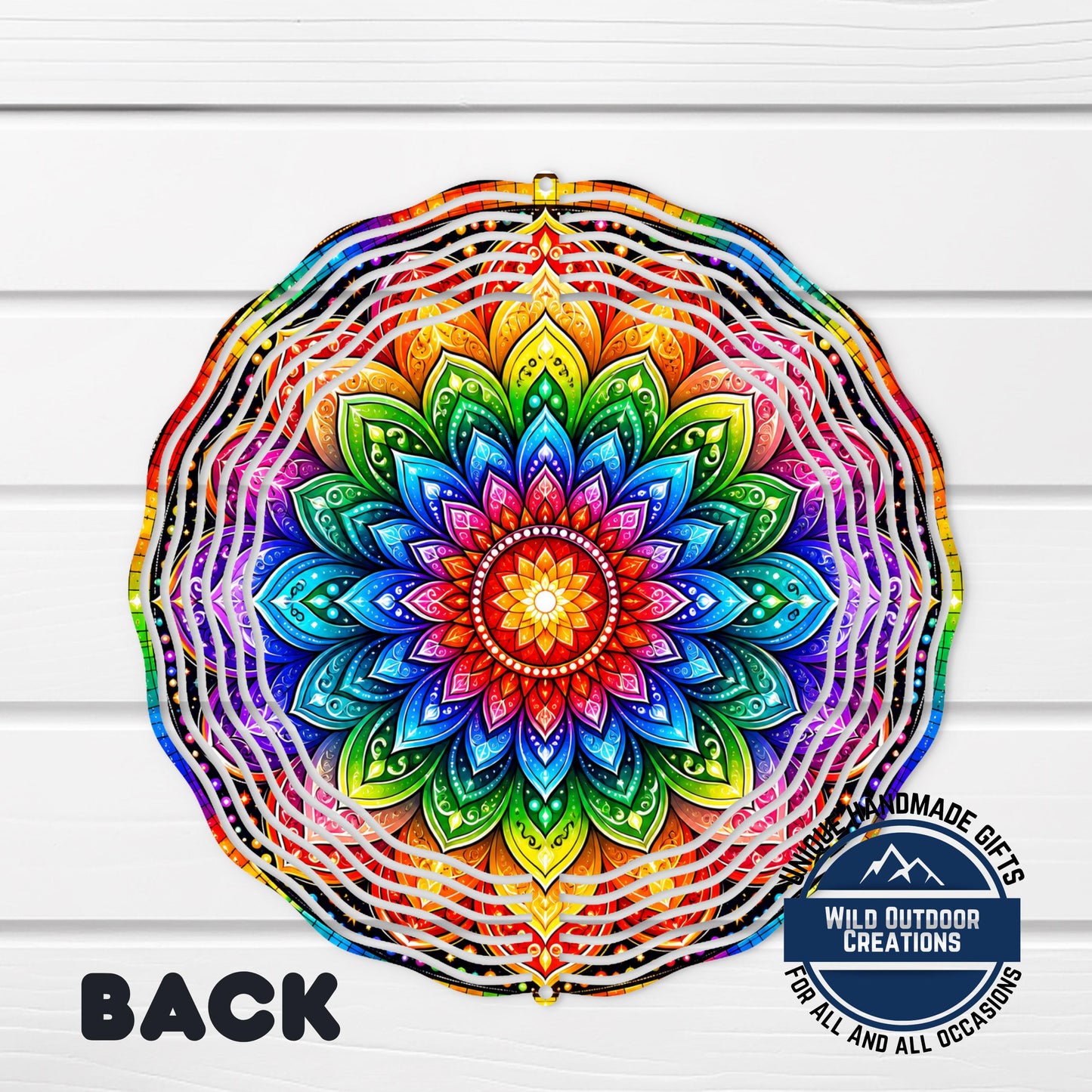 Colorful Mandala Wind Spinner Rainbow Garden Decor Double Sided Aluminum Spinner