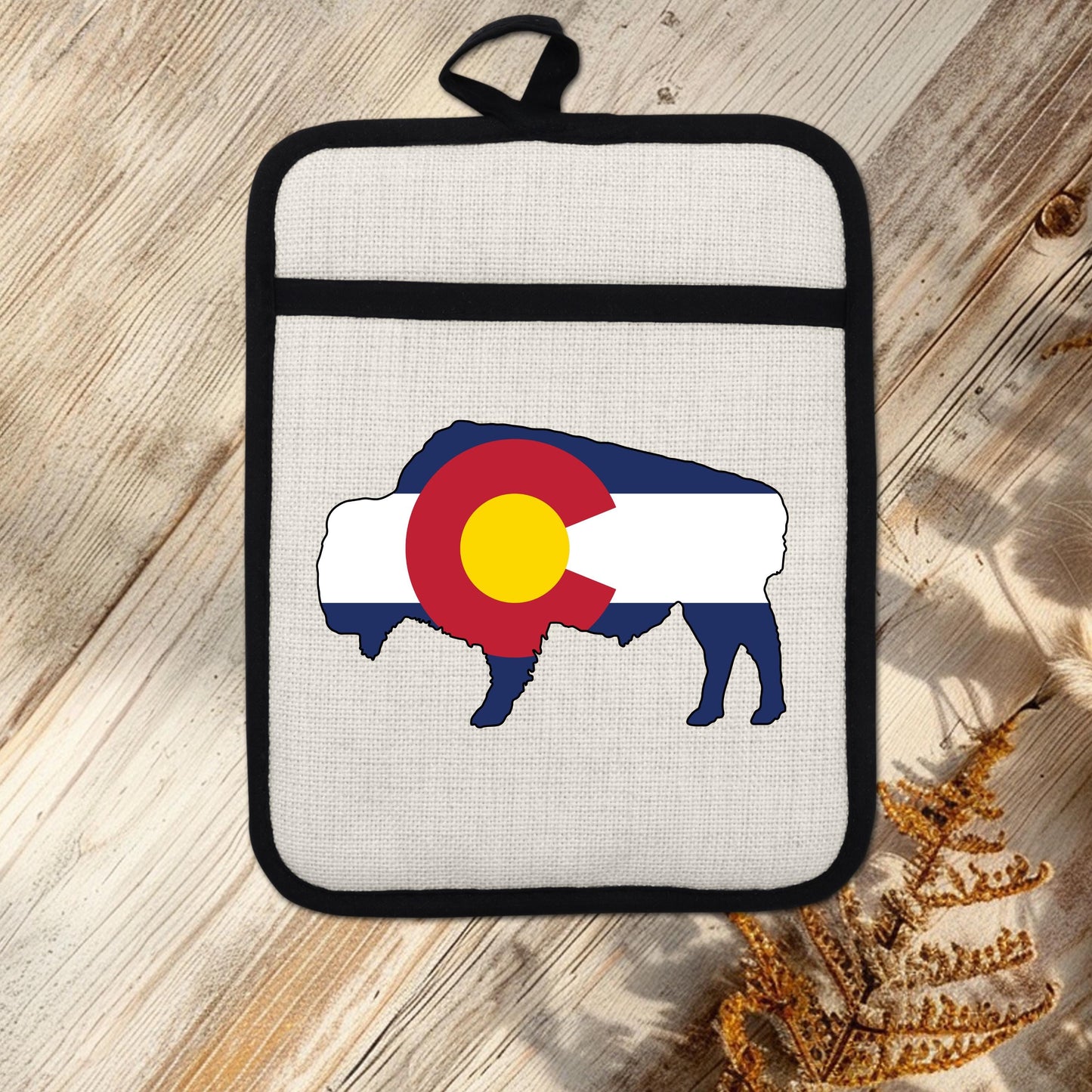 Bison Pot Holder – Colorado Pot Holder With Linen & Silicone, Heat Resistant Trivet