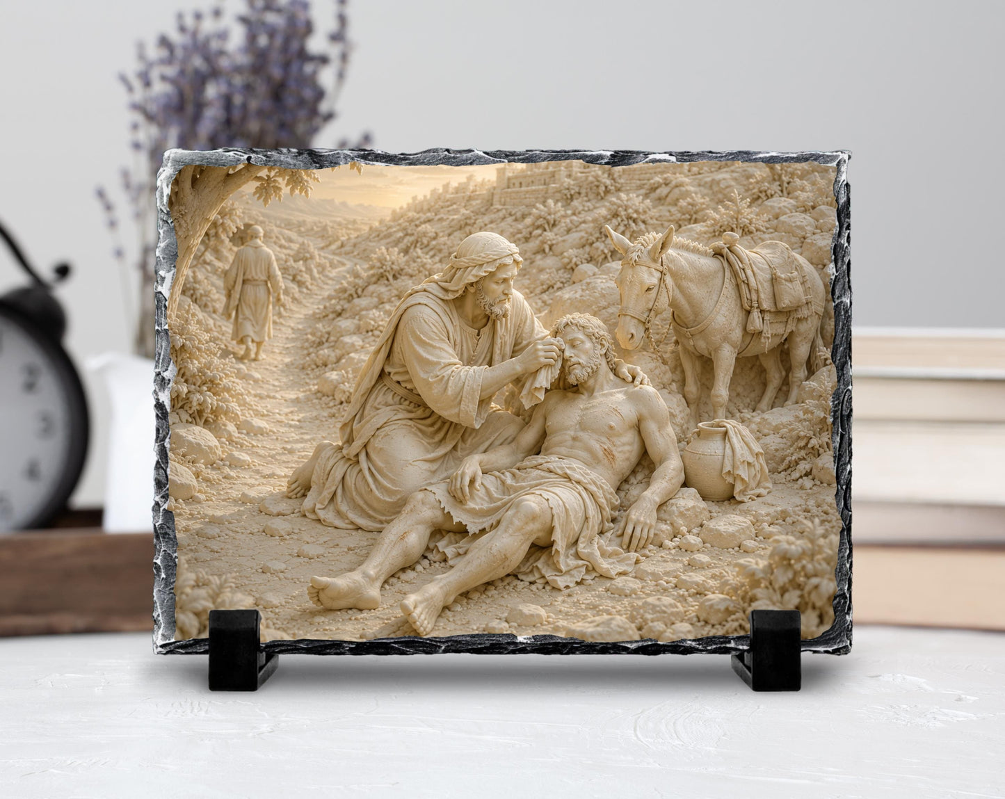 Good Samaritan Slate Plaque, Parable of Jesus Religious Decor, Christian Compassion Gift