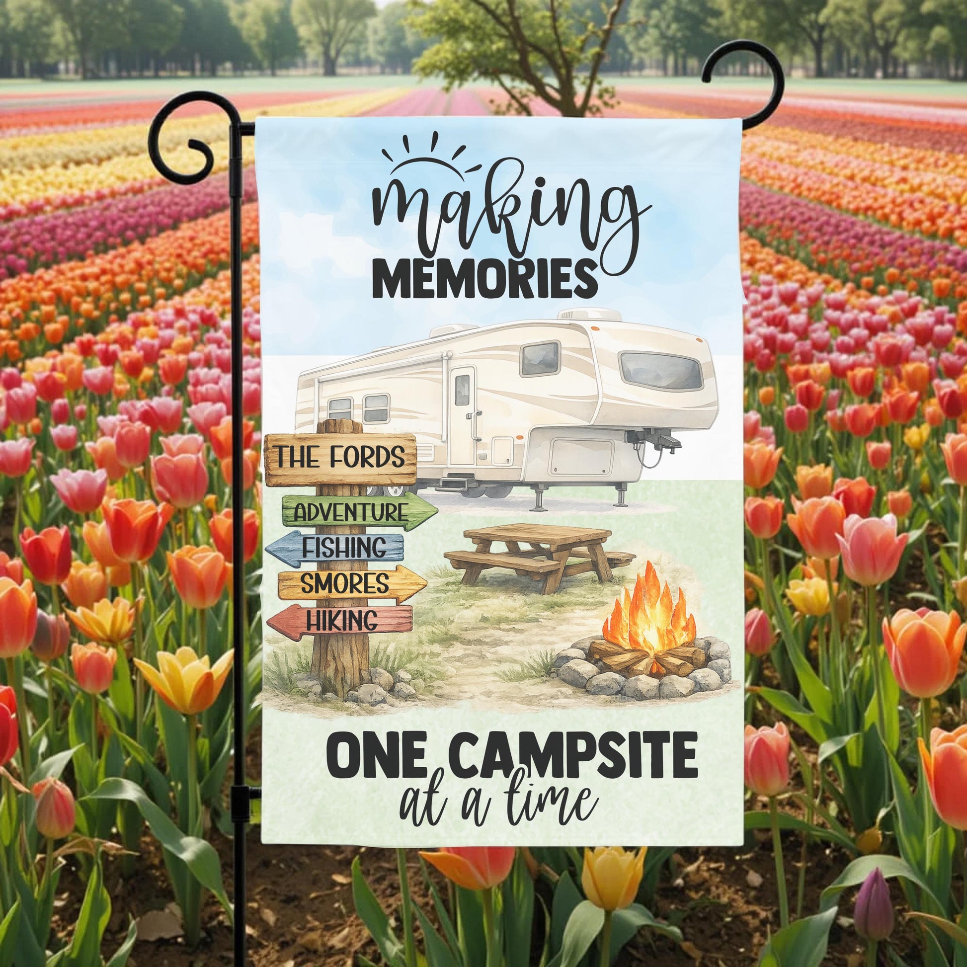 Personalized Camping Flag - Custom 5th Wheel Garden Flag 12x18 Weather Resistant - size reference
