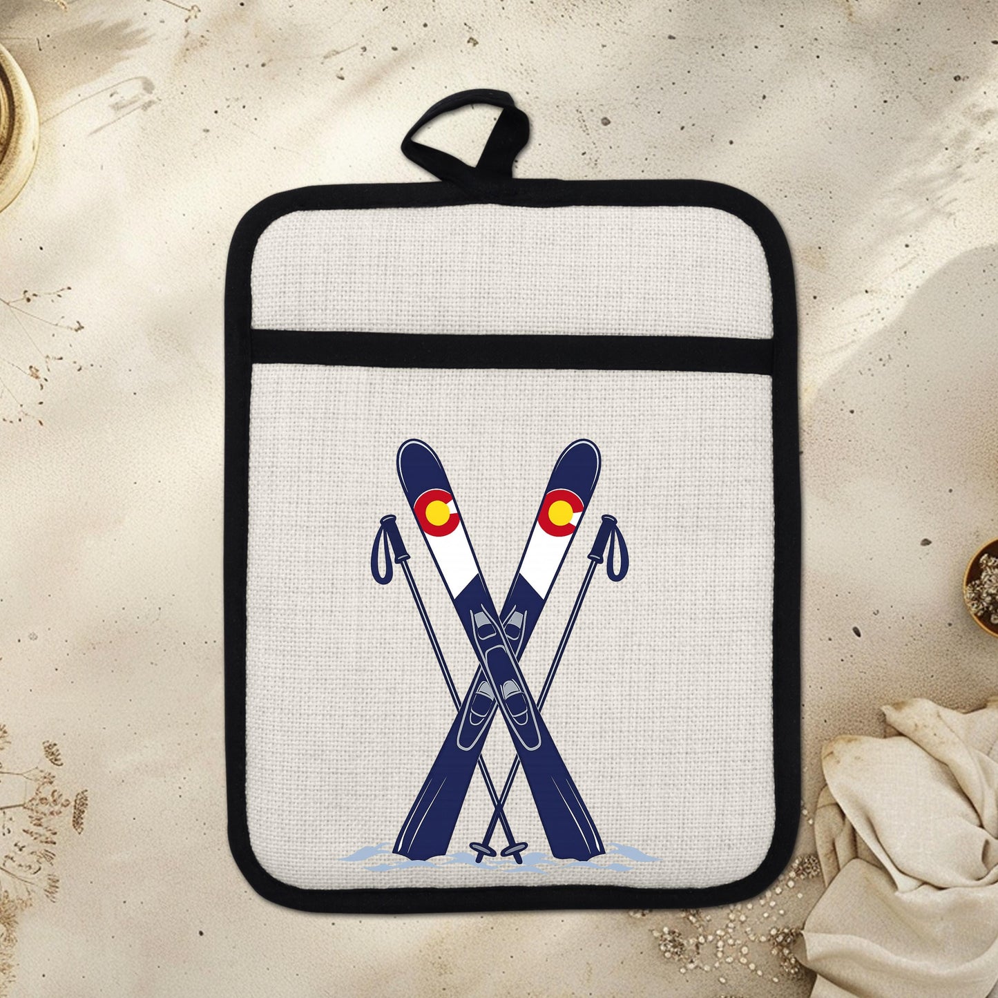 Ski Oven Mitt – Heat Resistant Silicone Pot Holder With Loop | Colorado Kitchen Decor