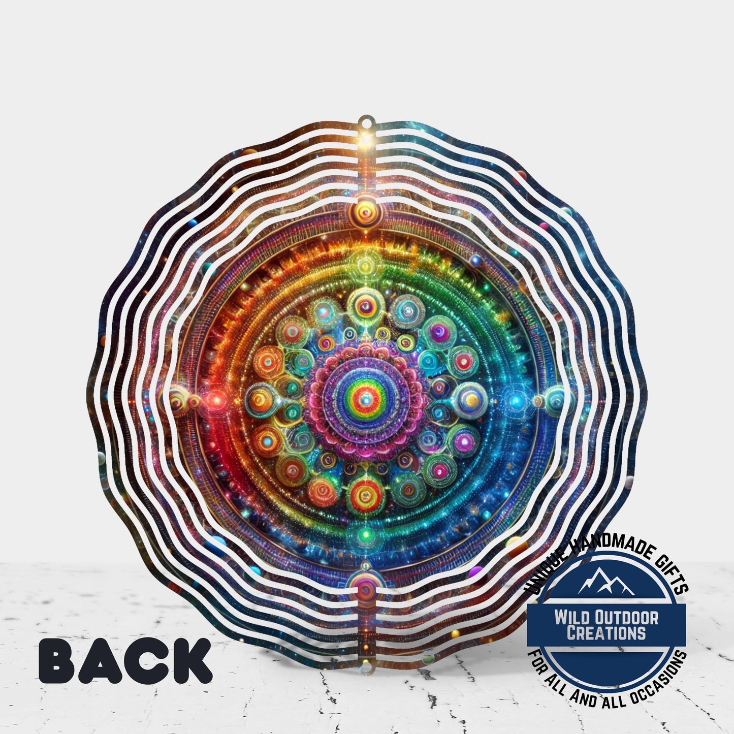 Neon Mandala Wind Spinner - Boho Garden Decor | Double Sided Aluminum Spinner