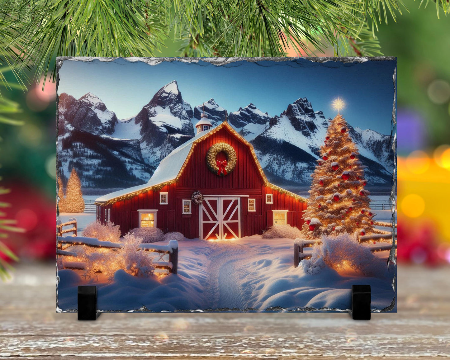 Rustic Slate Christmas Barn Decor for Cozy Holiday Charm