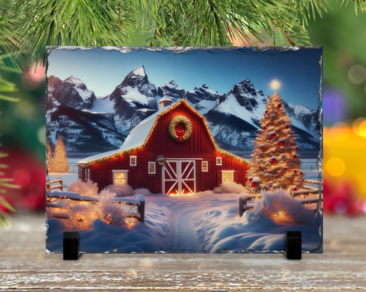 Rustic Slate Christmas Barn Decor for Cozy Holiday Charm