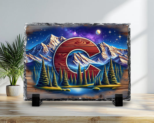 Colorado Slate Sign - Rustic Holiday Decor | Handcrafted Natural Slate Stone