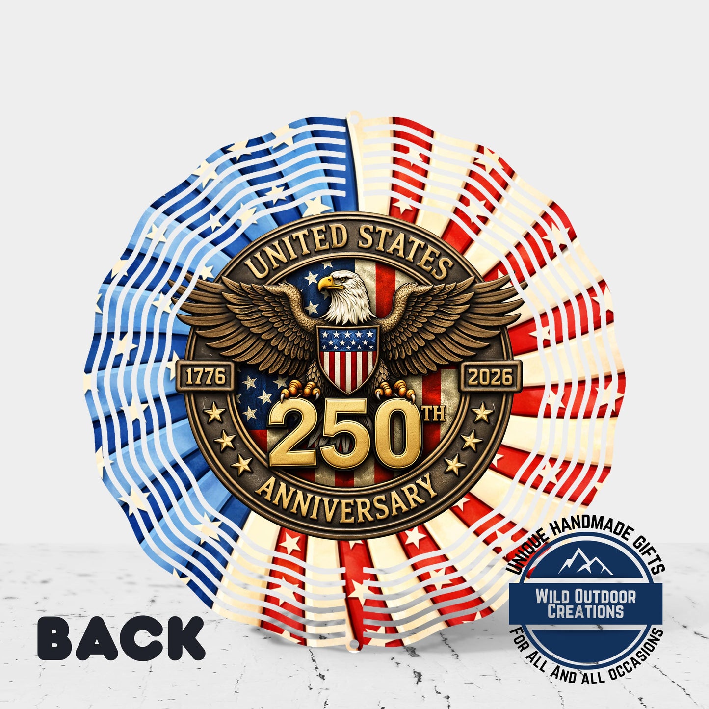 USA 250th Anniversary Wind Spinner – Patriotic Garden Decor With Bald Eagle - alternate view