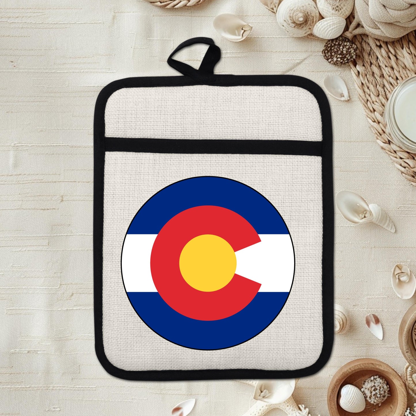 Colorado State Flag Pot Holder – Durable Linen & Silicone Kitchen Grip 9x7 Inches