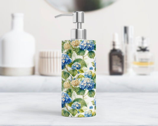 Vintage Hydrangea Soap and Lotion Pump Dispenser - Decorative Bottle for Powder Room Unique Housewarming Gift for Her