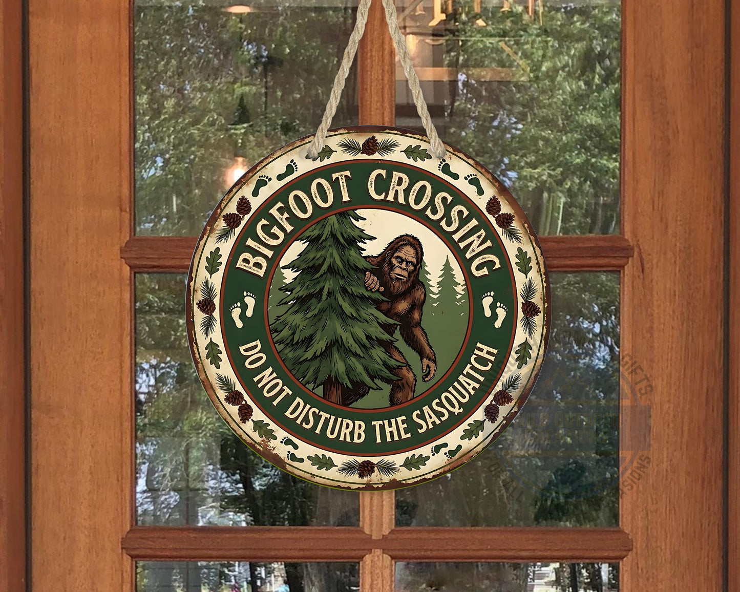 Bigfoot Crossing Sign - Rustic Cabin Decor | Weather Resistant Outdoor Porch Sign