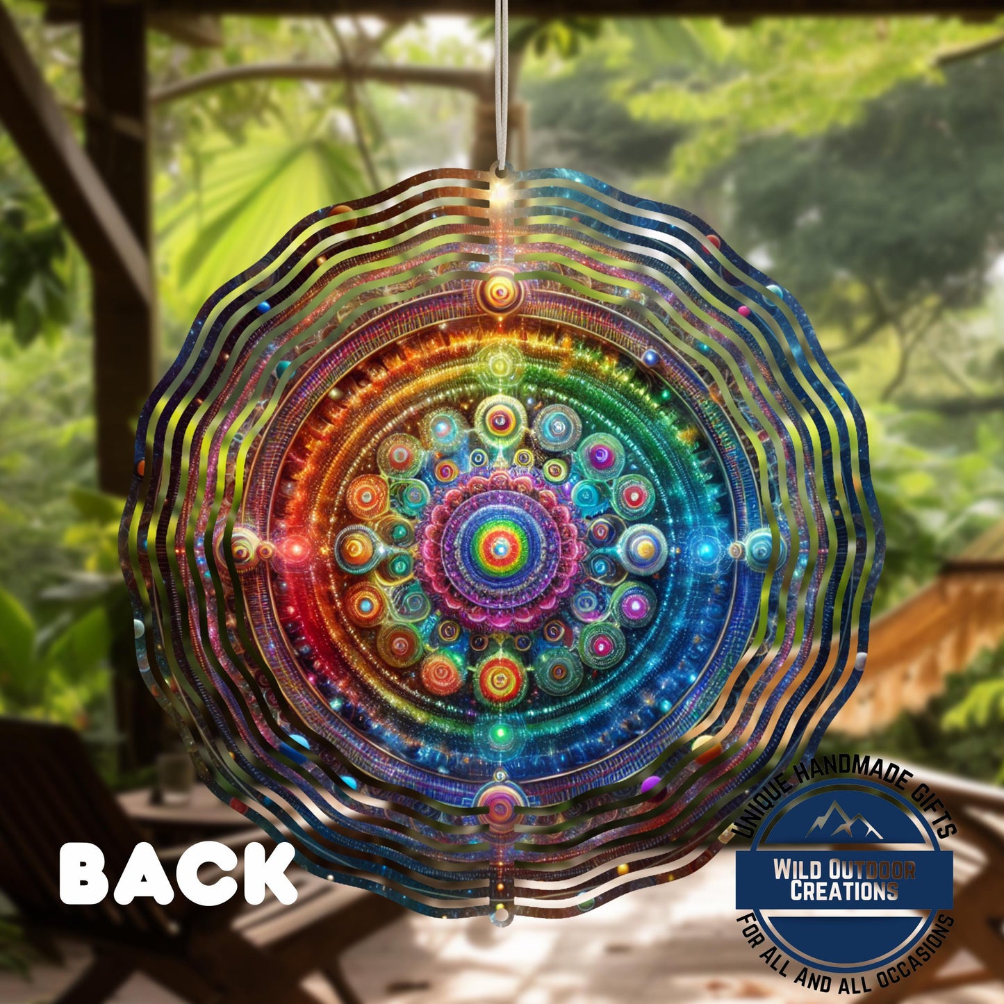 Neon Mandala Wind Spinner - Boho Garden Decor | Double Sided Aluminum Spinner