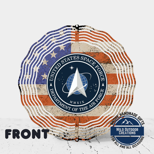 Space Force Wind Spinner – Patriotic Garden Decor | USSF Veteran Gift Outdoor Art