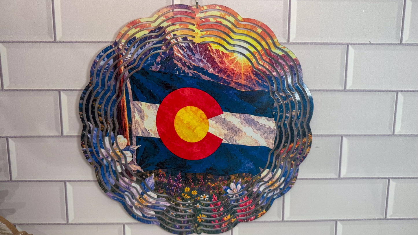 Colorado Flag Wind Spinner | 360 Swivel Indoor-Outdoor Accent Set