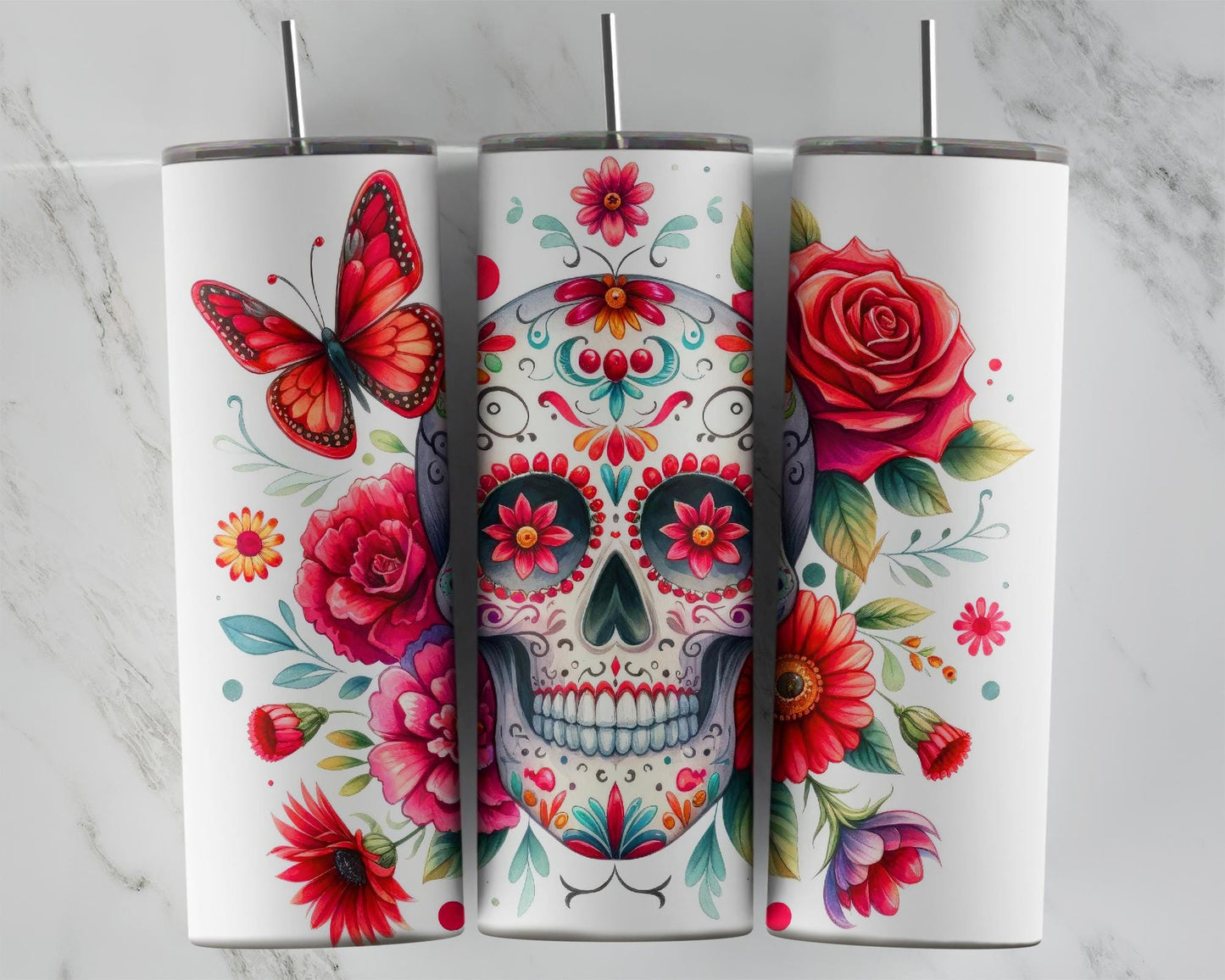 Unique Gifts for Spooky Chic, Glow In Dark Sugar Skull Tumble