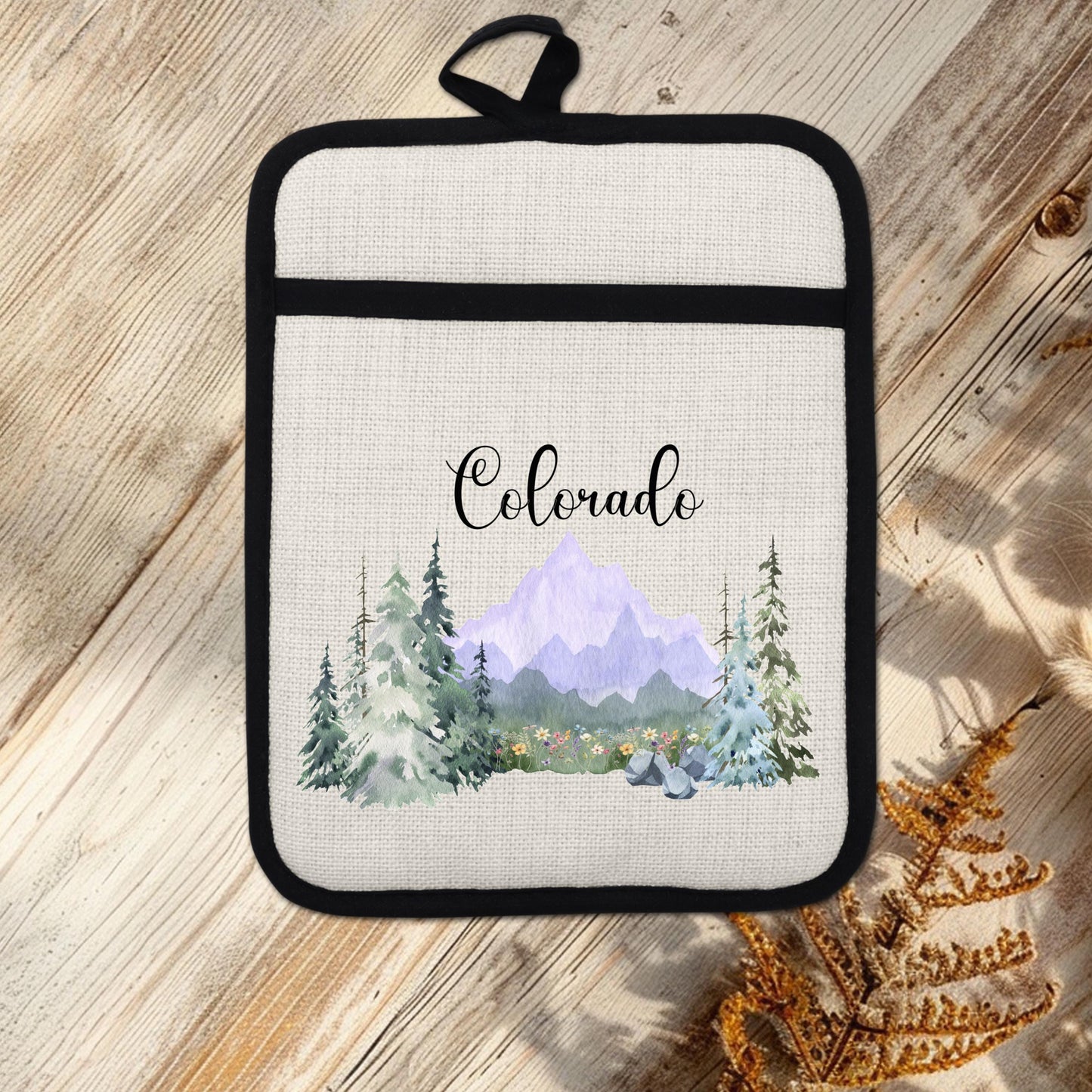 Purple Oven Mitt - Silicone Pot Holder With Heat Resistant Pocket & Hanging Loop