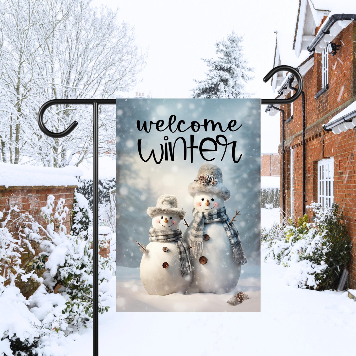 Winter Welcome Snowman Garden Flag - Double-Sided 12x18 Inches for Festive Outdoor Decor