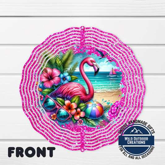 Flamingo Wind Spinner - Double Sided Aluminum Outdoor Garden Art with 360° Swivel