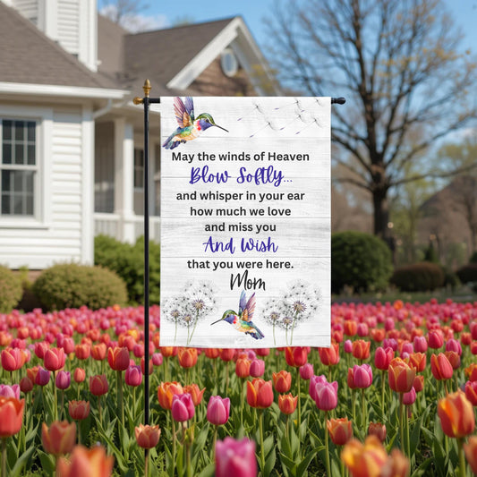 Personalized Garden Flag – Hummingbird Memorial Double Sided 12x18 UV Protected