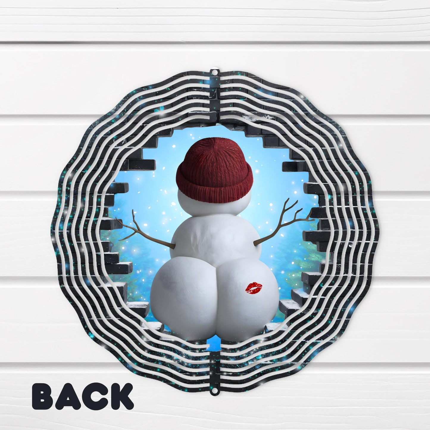 3D Snowman Wind Spinner - 10x10 Inch Aluminum Outdoor Art UV Coated 360 Rotation Perfect Christmas Gift