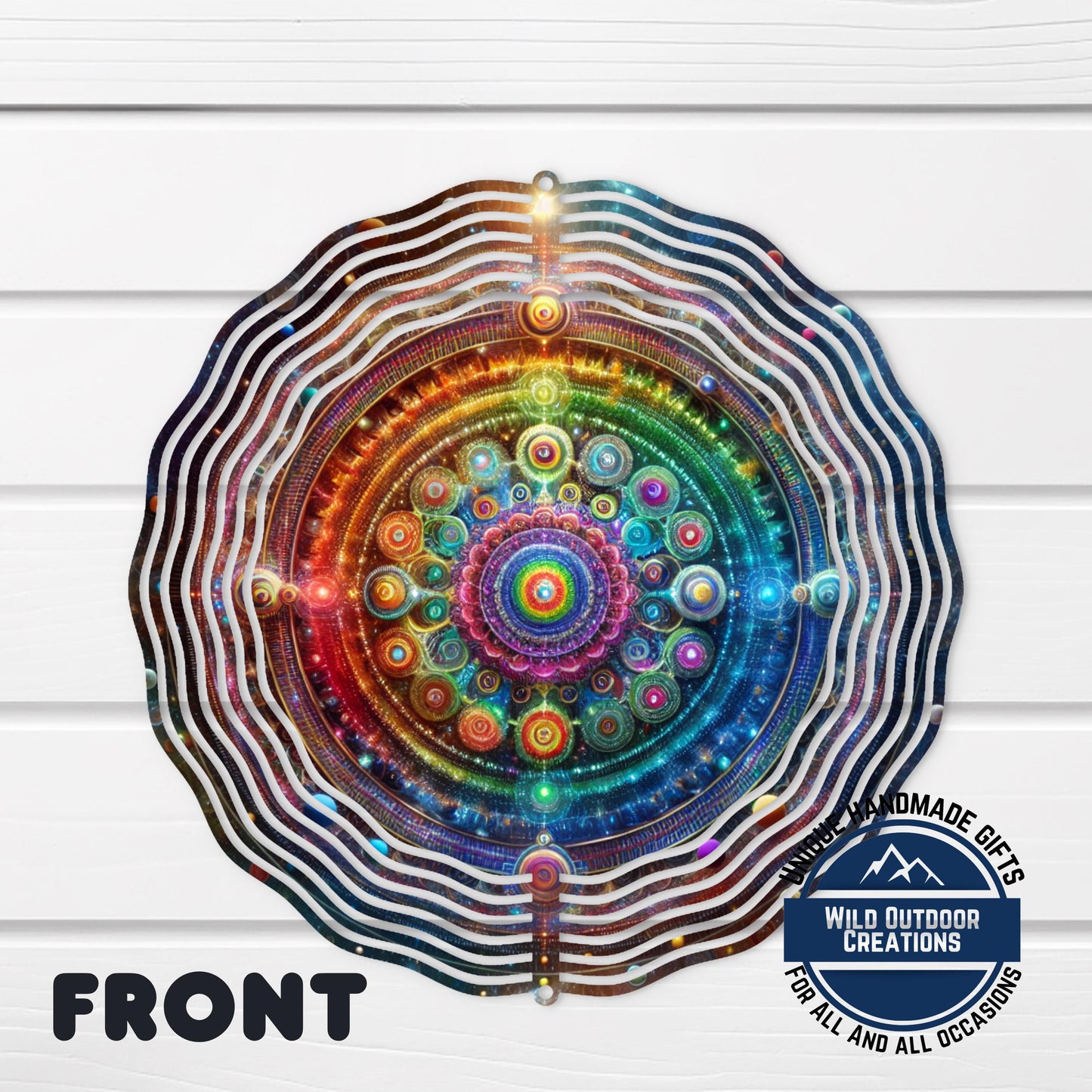 Neon Mandala Wind Spinner - Boho Garden Decor | Double Sided Aluminum Spinner