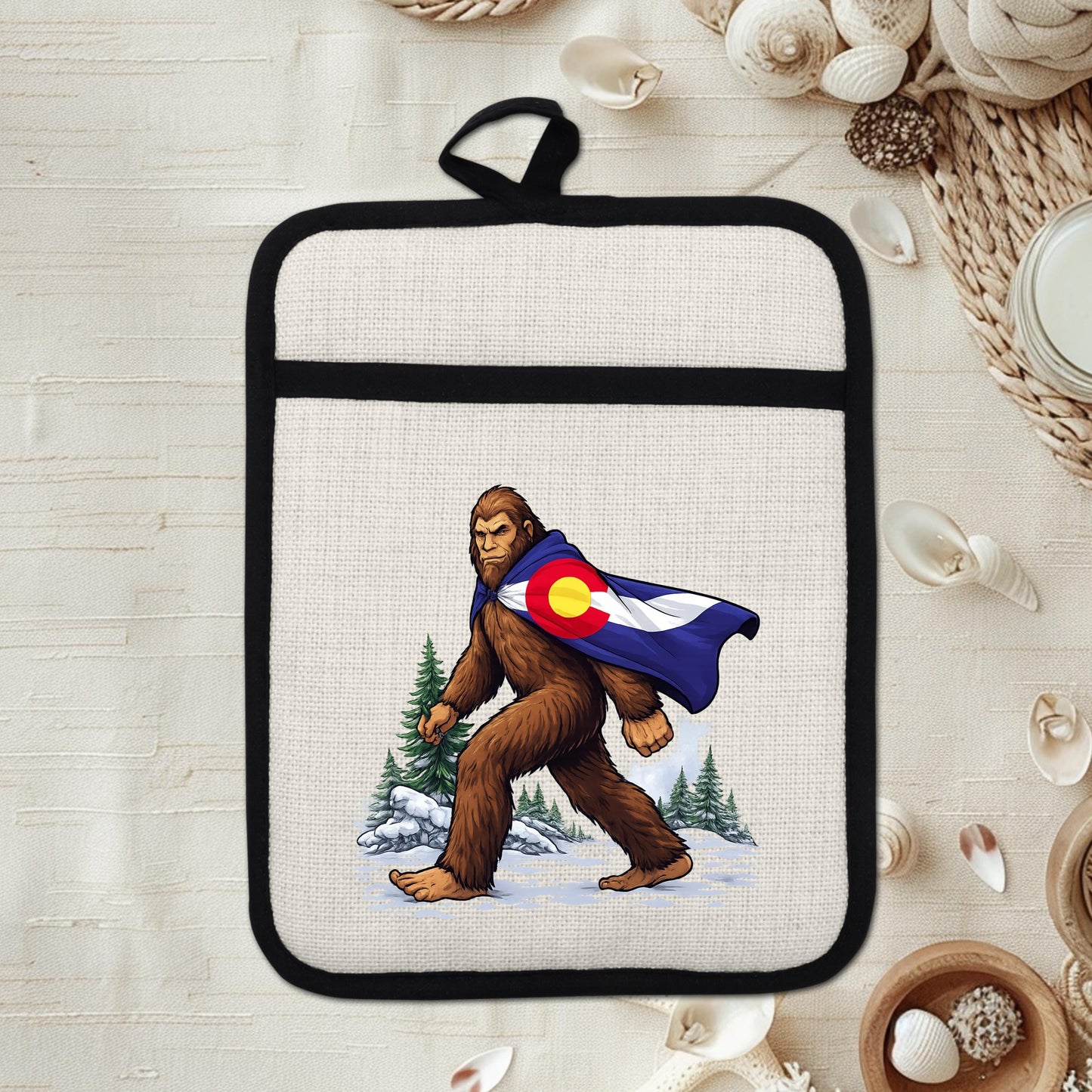 Sasquatch Pot Holder | Colorado Kitchen Decor - Bigfoot Oven Mitt & Heat Resistant Trivet - additional product photo 13