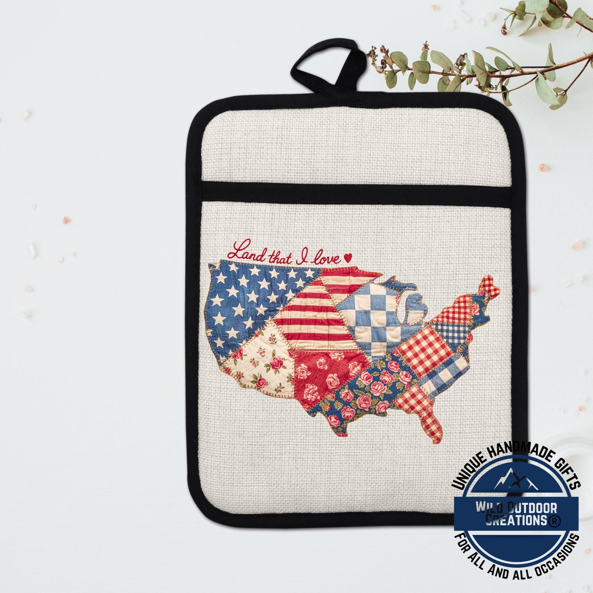Patriotic Pot Holder – USA Kitchen Decor Non Slip Potholder With Pocket, Heat Resistant - lifestyle view