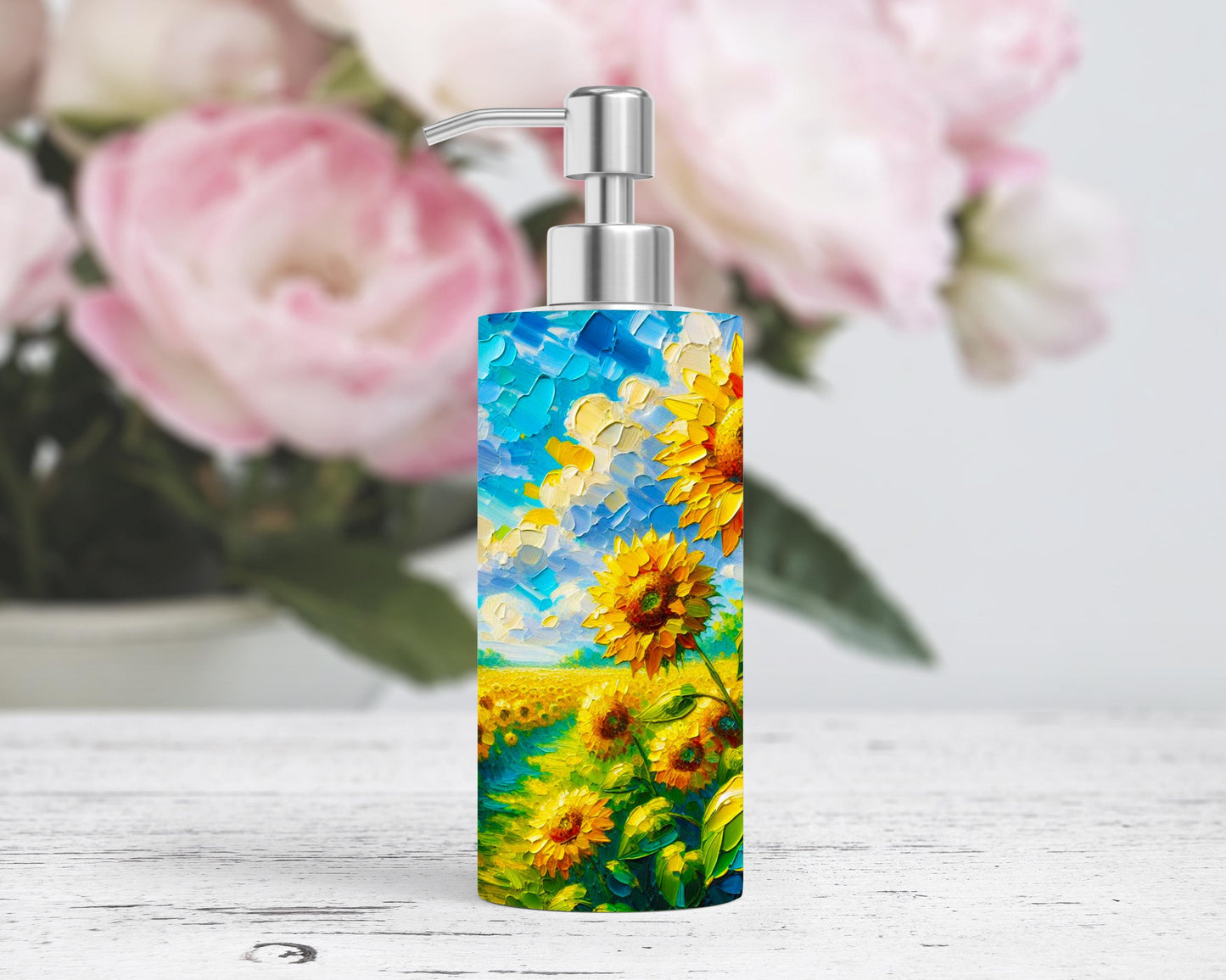 Stainless Steel Soap Pump Dispenser for 18oz Sunflower Lotion - Stylish Bathroom  Kitchen Decor Gift for Teachers Moms and Hostesses