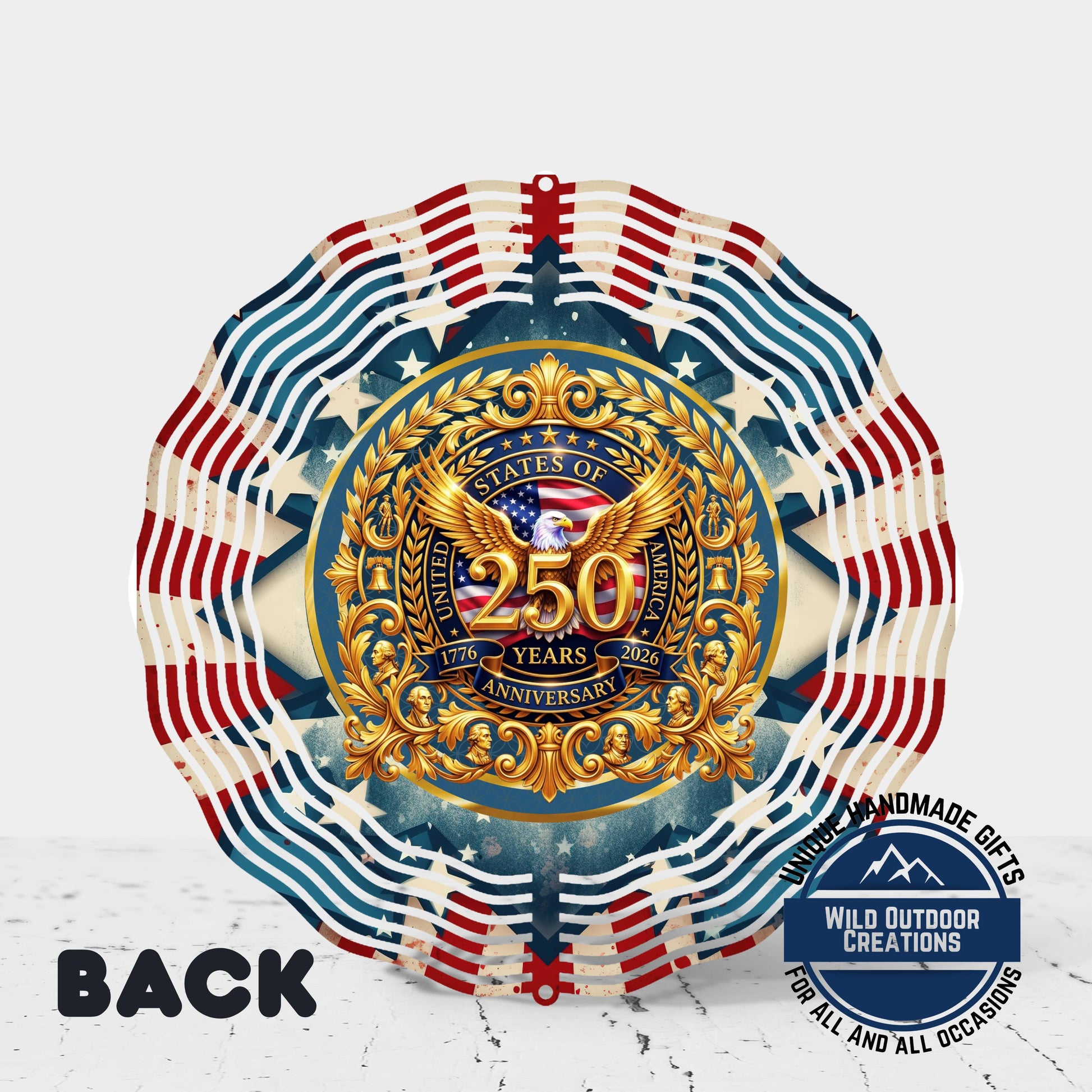 USA 250th Wind Spinner – Double Sided Gold Eagle Wall Art | Patriotic Garden Decor - additional product photo 10