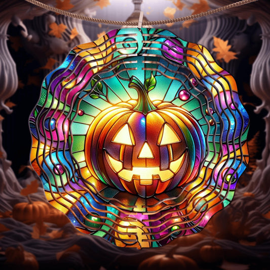 Jack-O-Lantern Wind Spinner - Colorful Halloween Garden Decor