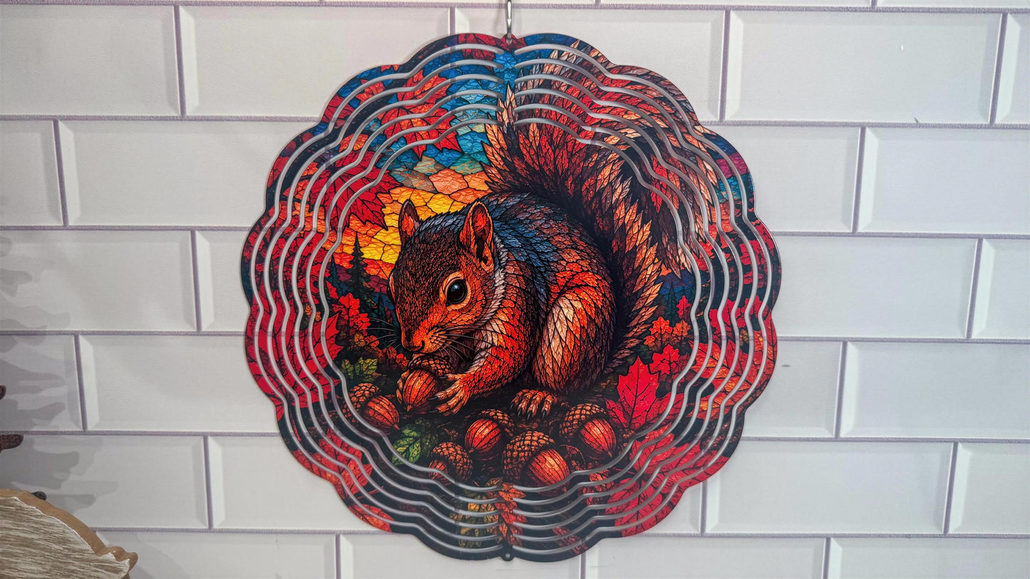 Fall Squirrel Wind Spinner | 10 Inch | 360 Swivel | Indoor Outdoor Décor Display Accent
