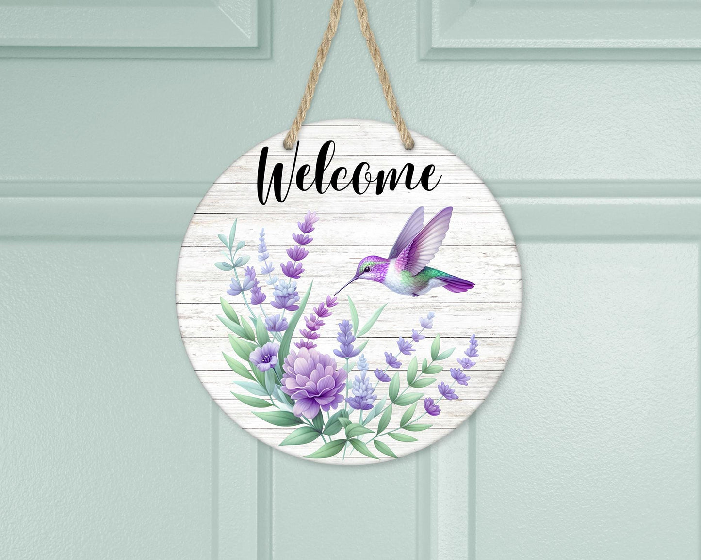 Hummingbird and Floral Aluminum Door Wreath - Unique Welcome Sign for Front Porch Decor Perfect New Home Gift for Sisters