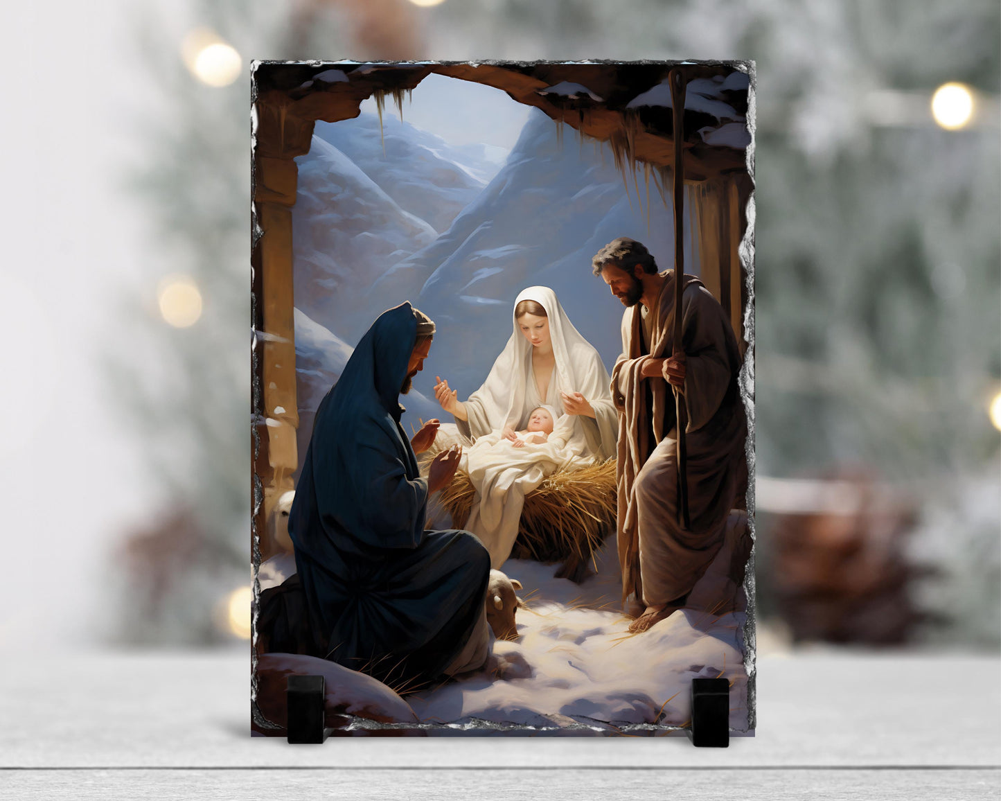 Holy Family Slate Plaque - 78x585 In Christian Nativity Scene Decor Perfect Religious Holiday Gift